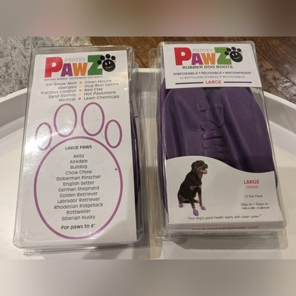 PawZ Rubber Dog Boots, size large 3-4", 28  boots Black & Purple - Picture 2 of 14